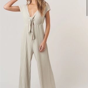Project Social T Beige Tie-Front Jumpsuit